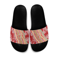 Red Palaka Hawaii Leis Slide Sandals Hawaiian-plaid Elegant Tropical Vibes - Polynesian Pride