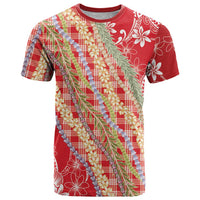 Red Palaka Hawaii Leis T Shirt Hawaiian-plaid Elegant Tropical Vibes LT14 Red - Polynesian Pride