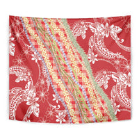 Red Palaka Hawaii Leis Tapestry Hawaiian-plaid Elegant Tropical Vibes - Polynesian Pride