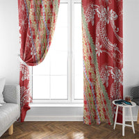 Red Palaka Hawaii Leis Window Curtain Hawaiian-plaid Elegant Tropical Vibes - Polynesian Pride