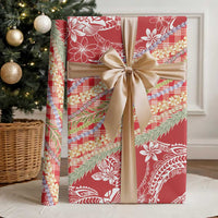 Red Palaka Hawaii Leis Wrapping Paper Hawaiian-plaid Elegant Tropical Vibes - Polynesian Pride