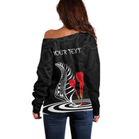Personalised New Zealand Darts Off Shoulder Sweater Aotearoa Maori Fern Bring It On LT14 - Polynesian Pride