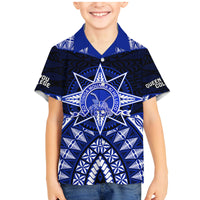 Tonga Tupou College And Queen Salote College Family Matching Mermaid Dress and Hawaiian Shirt Tongan Ngatu Pattern LT14 Son's Shirt Blue - Polynesian Pride