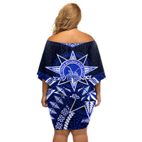 Tonga Tupou College And Queen Salote College Off Shoulder Short Dress Tongan Ngatu Pattern LT14 - Polynesian Pride