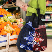 Personalised Tupou College And Kolisi Tonga Atele Grocery Bag Tongan Ngatu Pattern