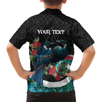Personalised Valentine's Day New Zealand Family Matching Summer Maxi Dress and Hawaiian Shirt Tui Bird Couple Kowhaiwhai Mix Pohutukawa LT14 - Polynesian Pride