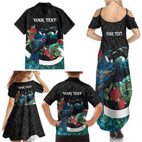 Personalised Valentine's Day New Zealand Family Matching Summer Maxi Dress and Hawaiian Shirt Tui Bird Couple Kowhaiwhai Mix Pohutukawa LT14 - Polynesian Pride