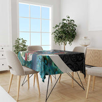 Personalised Valentine's Day New Zealand Tablecloth Tui Bird Couple Kowhaiwhai Mix Pohutukawa