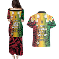 Vanuatu Independence Day Couples Matching Puletasi and Hawaiian Shirt Long God Yumi Stanap Happy 46th Anniversary LT14 - Polynesian Pride