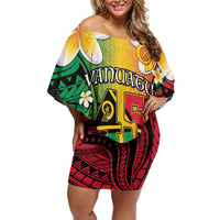 Vanuatu Independence Day Family Matching Off Shoulder Short Dress and Hawaiian Shirt Long God Yumi Stanap Happy 45th Anniversary LT14
