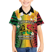 Vanuatu Independence Day Family Matching Puletasi and Hawaiian Shirt Long God Yumi Stanap Happy 46th Anniversary LT14 Son's Shirt Reggae - Polynesian Pride