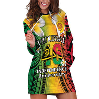 Vanuatu Independence Day Hoodie Dress Long God Yumi Stanap Happy 46th Anniversary LT14 Reggae - Polynesian Pride