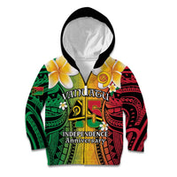 Vanuatu Independence Day Kid Hoodie Long God Yumi Stanap Happy 46th Anniversary LT14 Zip Hoodie Reggae - Polynesian Pride