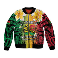Vanuatu Independence Day Sleeve Zip Bomber Jacket Long God Yumi Stanap Happy 46th Anniversary LT14 Unisex Reggae - Polynesian Pride