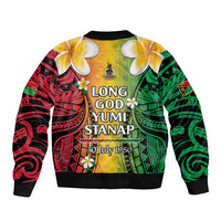 Vanuatu Independence Day Sleeve Zip Bomber Jacket Long God Yumi Stanap Happy 46th Anniversary LT14 - Polynesian Pride