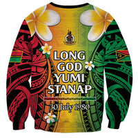 Vanuatu Independence Day Sweatshirt Long God Yumi Stanap Happy 46th Anniversary LT14 - Polynesian Pride
