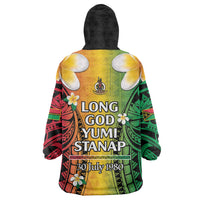 Vanuatu Independence Day Wearable Blanket Hoodie Long God Yumi Stanap Happy 46th Anniversary LT14 - Polynesian Pride
