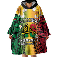 Vanuatu Independence Day Wearable Blanket Hoodie Long God Yumi Stanap Happy 46th Anniversary LT14 - Polynesian Pride