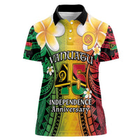 Vanuatu Independence Day Women Polo Shirt Long God Yumi Stanap Happy 46th Anniversary LT14 Female Reggae - Polynesian Pride