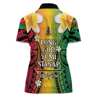 Vanuatu Independence Day Women Polo Shirt Long God Yumi Stanap Happy 46th Anniversary LT14 - Polynesian Pride