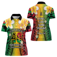 Vanuatu Independence Day Women Polo Shirt Long God Yumi Stanap Happy 46th Anniversary LT14 - Polynesian Pride