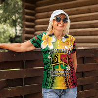 Vanuatu Independence Day Women Polo Shirt Long God Yumi Stanap Happy 46th Anniversary LT14 - Polynesian Pride