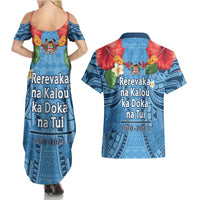 Fiji Day Couples Matching Summer Maxi Dress and Hawaiian Shirt Happy 54 Years Of Independence Tapa Pattern Blue LT14 - Polynesian Pride