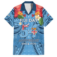 Fiji Day Hawaiian Shirt Happy 54 Years Of Independence Tapa Pattern Blue LT14 Blue - Polynesian Pride