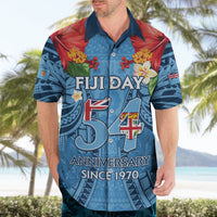 Fiji Day Hawaiian Shirt Happy 54 Years Of Independence Tapa Pattern Blue LT14 - Polynesian Pride