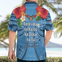 Fiji Day Hawaiian Shirt Happy 54 Years Of Independence Tapa Pattern Blue LT14 - Polynesian Pride