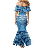 Fiji Day Mermaid Dress Happy 54 Years Of Independence Tapa Pattern Blue LT14 - Polynesian Pride