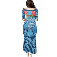 Fiji Day Puletasi Happy 54 Years Of Independence Tapa Pattern Blue LT14 - Polynesian Pride