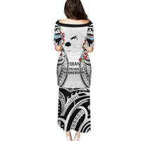 Fiji Day Puletasi Happy 54 Years Of Independence Tapa Pattern White LT14 - Polynesian Pride