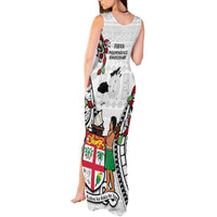 Fiji Day Tank Maxi Dress Happy 54 Years Of Independence Tapa Pattern White LT14 - Polynesian Pride