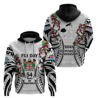 Fiji Day Zip Hoodie Happy 54 Years Of Independence Tapa Pattern White