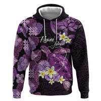 Personalised Aloha Hawaii Kauai Island Hoodie Garden Isle Map Sea Turtle Plumeria LT14 Pullover Hoodie Purple - Polynesian Pride