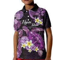 Personalised Aloha Hawaii Kauai Island Kid Polo Shirt Garden Isle Map Sea Turtle Plumeria LT14 Kid Purple - Polynesian Pride