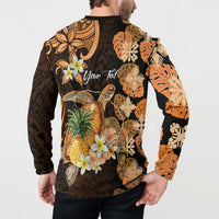 Personalised Aloha Hawaii Lanai Island Button Sweatshirt Pineapple Isle Map Sea Turtle Plumeria LT14 - Polynesian Pride