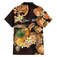 Personalised Aloha Hawaii Lanai Island Family Matching Short Sleeve Bodycon Dress and Hawaiian Shirt Pineapple Isle Map Sea Turtle Plumeria