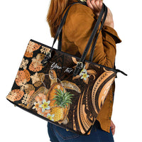 Personalised Aloha Hawaii Lanai Island Leather Tote Bag Pineapple Isle Map Sea Turtle Plumeria