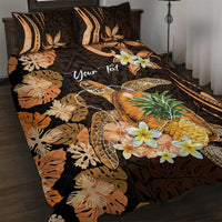 Personalised Aloha Hawaii Lanai Island Quilt Bed Set Pineapple Isle Map Sea Turtle Plumeria