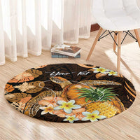 Personalised Aloha Hawaii Lanai Island Round Carpet Pineapple Isle Map Sea Turtle Plumeria LT14 - Polynesian Pride