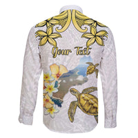 Personalised Aloha Hawaii Niihau Island Family Matching Off The Shoulder Long Sleeve Dress and Hawaiian Shirt Forbidden Isle Map Shell Lei