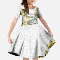 Personalised Aloha Hawaii Niihau Island Family Matching Off Shoulder Maxi Dress and Hawaiian Shirt Forbidden Isle Map Shell Lei