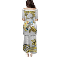 Personalised Aloha Hawaii Niihau Island Family Matching Puletasi and Hawaiian Shirt Forbidden Isle Map Shell Lei