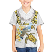 Personalised Aloha Hawaii Niihau Island Family Matching Puletasi and Hawaiian Shirt Forbidden Isle Map Shell Lei