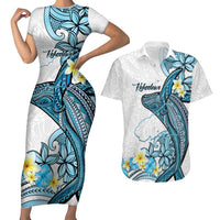 Personalised Aloha Hawaii Kahoolawe Island Couples Matching Short Sleeve Bodycon Dress and Hawaiian Shirt Target Isle Map With Humpback Whale