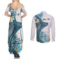 Personalised Aloha Hawaii Kahoolawe Island Couples Matching Summer Maxi Dress and Long Sleeve Button Shirt Target Isle Map With Humpback Whale