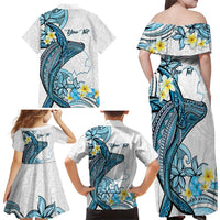Personalised Aloha Hawaii Kahoolawe Island Family Matching Off Shoulder Maxi Dress and Hawaiian Shirt Target Isle Map With Humpback Whale