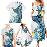 Personalised Aloha Hawaii Kahoolawe Island Family Matching Summer Maxi Dress and Hawaiian Shirt Target Isle Map With Humpback Whale